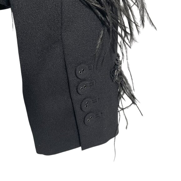 NWT Magaschoni Designer Runway Feather Sequin Cropped Evening Statement Blazer 4 - Picture 9 of 16